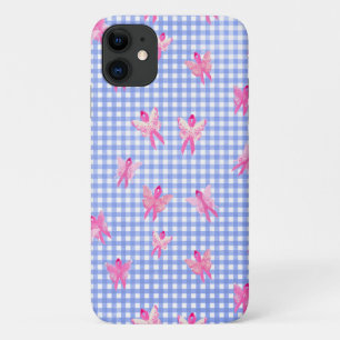 Capa Para iPhone 11 Borboleta cor-de-rosa com consciência do Cancer d