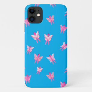 Capa Para iPhone 11 Borboleta cor-de-rosa com consciência do Cancer d