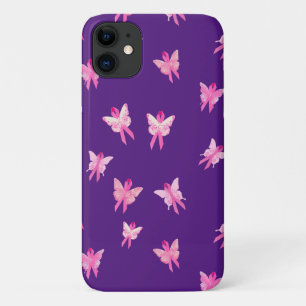 Capa Para iPhone 11 Borboleta de fita rosa da conscientização sobre o