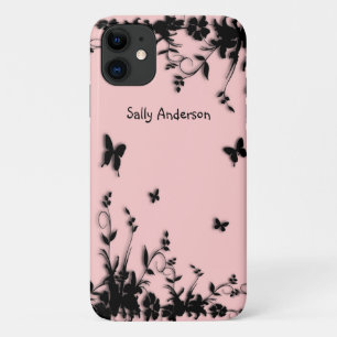 Capa Para iPhone 11 Borboleta de Jardim Rosa Pessoal