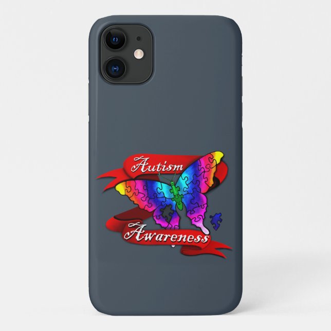 Capa Para iPhone 11 Borboleta de Sensibilização Autismo (Verso)