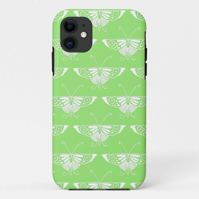 Capa Para iPhone 11 Borboleta Deco Estilizada - verde limão (Verso)