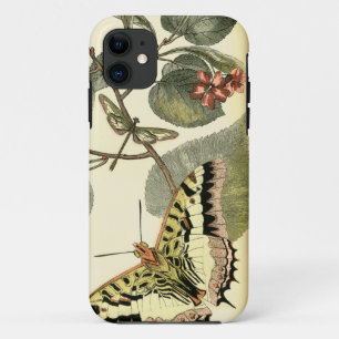 Capa Para iPhone 11 Borboleta e Dragonfly com Flores Vermelhas