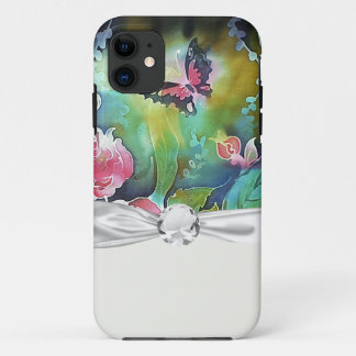 Capa Para iPhone 11 borboleta entre os rosas