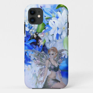 Capa Para iPhone 11 Borboleta Faerie em Flores Azuis