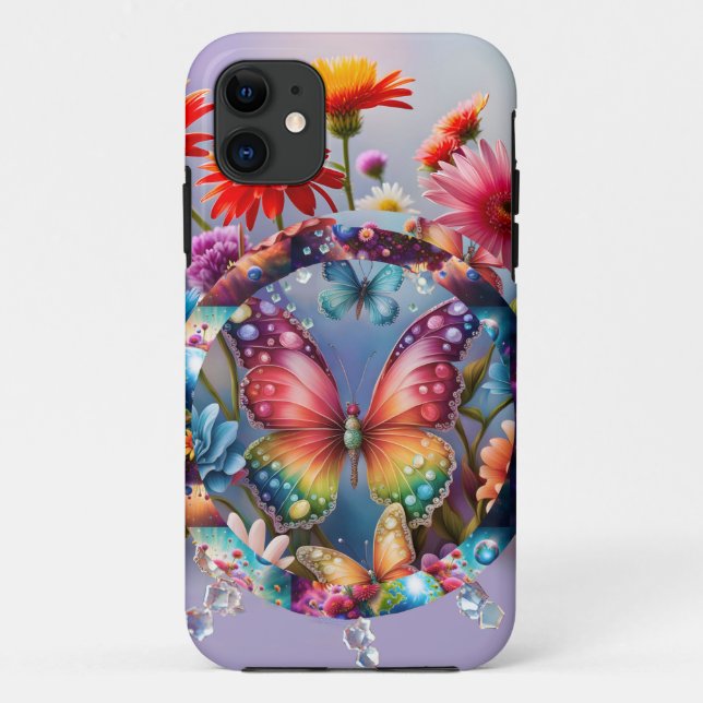 Capa Para iPhone 11 Borboleta Flor (Verso)
