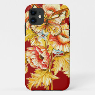 Capa Para iPhone 11 Borboleta & flores do vintage