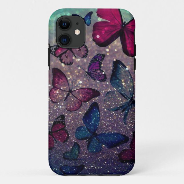 Capa Para iPhone 11 Borboleta na Glitter (Verso)