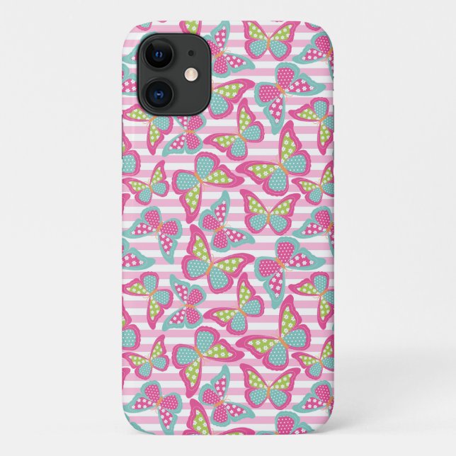 Capa Para iPhone 11 Borboleta Rosa Fofa (Verso)
