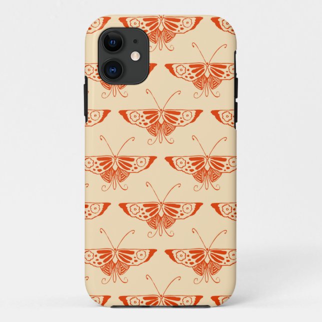 Capa Para iPhone 11 Borboleta Stylized Deco - laranja-mandarim (Verso)