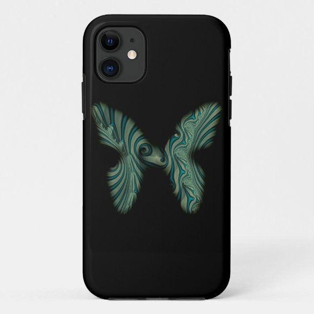 Capa Para iPhone 11 borboleta verde (Verso)
