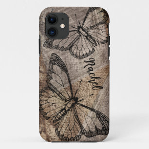 Capa Para iPhone 11 Borboleta Vintage, Personalizada