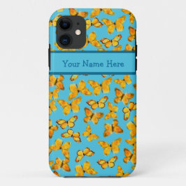Capa Para iPhone 11 Borboletas da Aquarela, amarelo dourado em