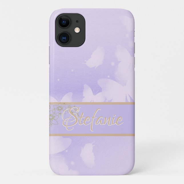 Capa Para iPhone 11 Borboletas de lavanda (Verso)
