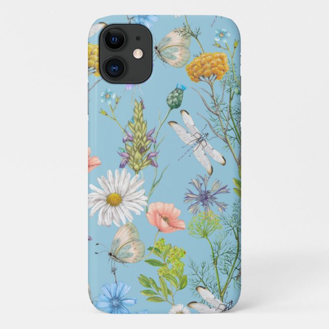 Capa Para iPhone 11 Borboletas e Dragões em Flores Selvagens (Verso)