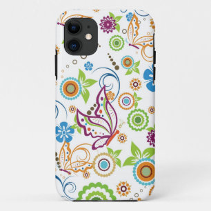 Capa Para iPhone 11 Borboletas E Flores Coloridas