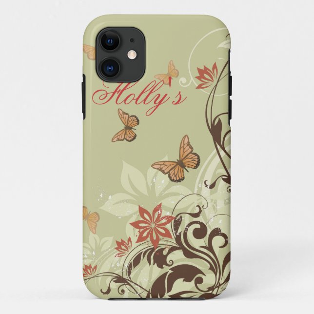 Capa Para iPhone 11 Borboletas e Vinhas (Verso)