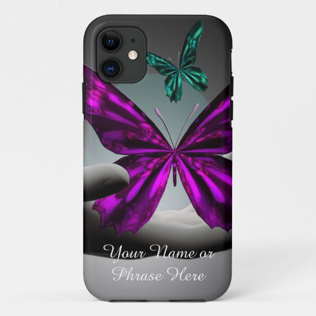 Capa Para iPhone 11 Borboletas em movimento (Verso)