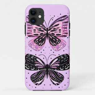 Capa Para iPhone 11 Borboletas roxas rosa
