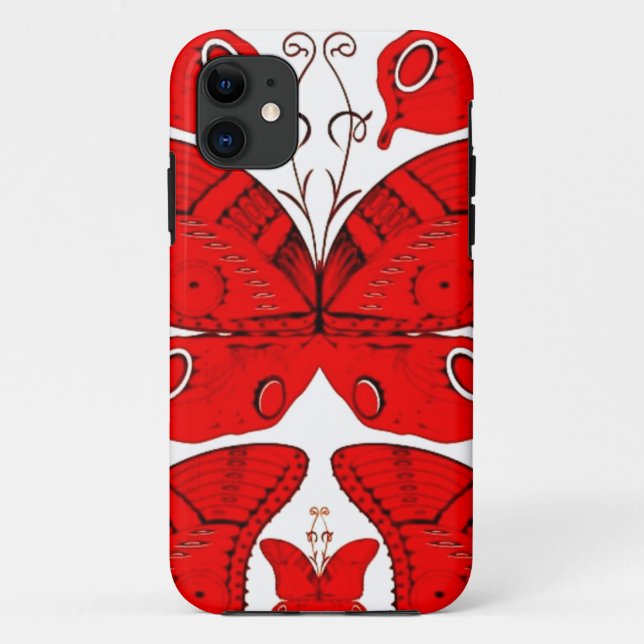 Capa Para iPhone 11 Borboletas Vermelhas (Verso)