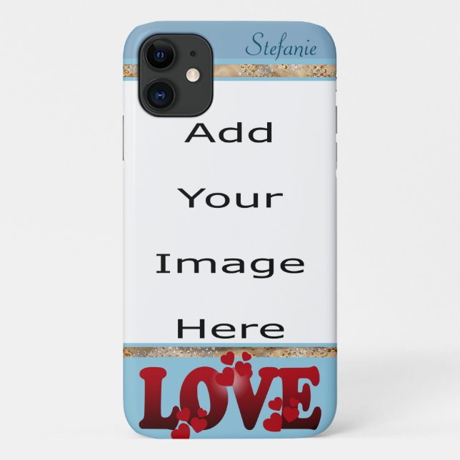 Capa Para iPhone 11 Borda do Amor (azul) (Verso)