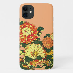 Capa Para iPhone 11 Borda do Flor Japonês, Mandarim e Dourado