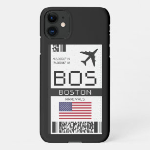 Capa Para iPhone 11 BOS Boston, aeroporto americano de embarque
