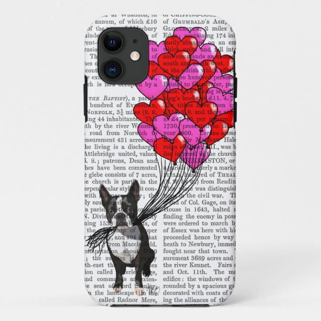 Capa Para iPhone 11 Boston Terrier e balões (Verso)