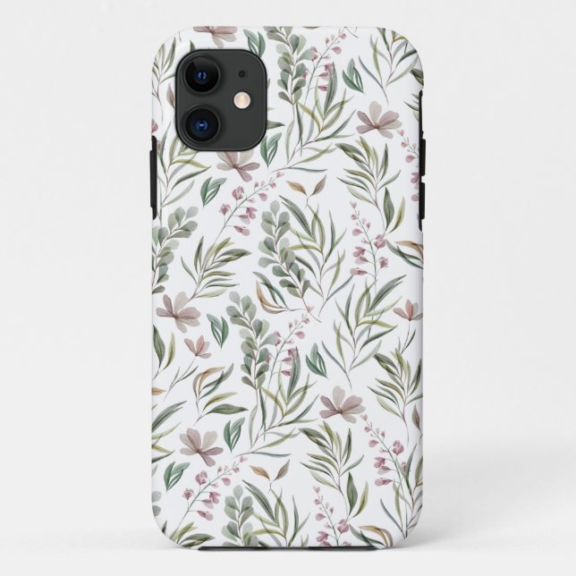 Capa Para iPhone 11 Botânica de Aquarela (Verso)