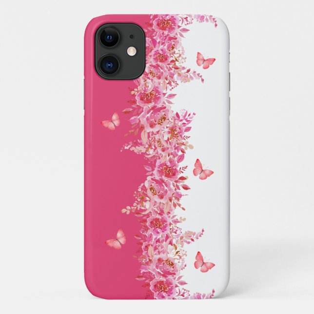 Capa Para iPhone 11 Botanical Pink Phone Case (Verso)