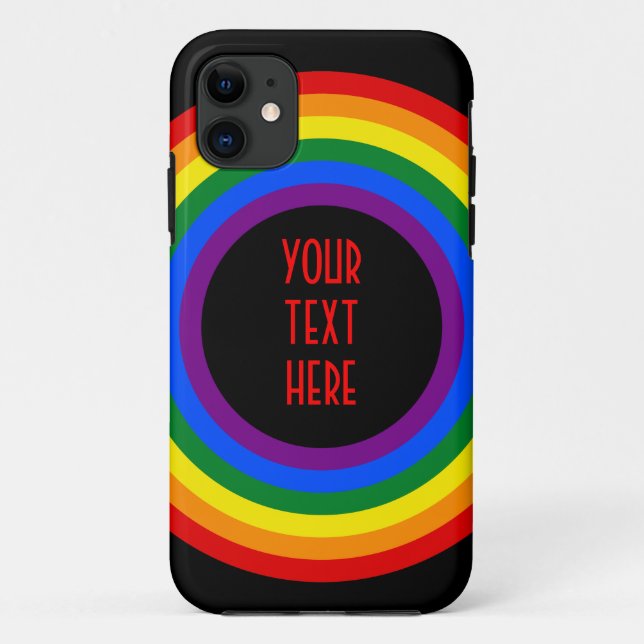 Capa Para iPhone 11 BOTÃO RAINBOL FLAG + sinal ou texto (Verso)