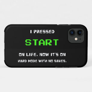Capa Para iPhone 11 Botão START Retro 8 Bit Pixel Art Gamer Jogos