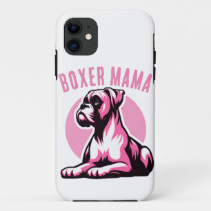 Capa Para iPhone 11 Boxer Mama: Silhueta de Cachorro Boxer Rosa Fofa