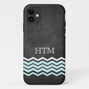 Capa Para iPhone 11 Branco & caso do iPhone 5 de Chevron de turquesa