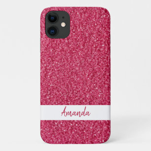 Capa Para iPhone 11 Brilhante Texto Personalizado Girly Pink