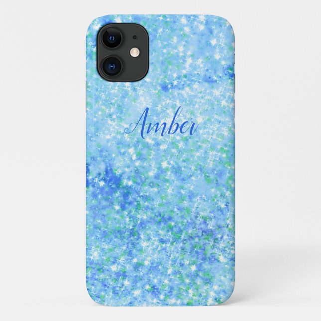 Capa Para iPhone 11 Brilho Azul Bebê Elegante Personalizado (Verso)
