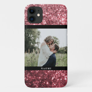 Capa Para iPhone 11 Brilho e foto rosa com nome