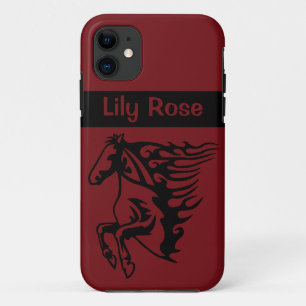 Capa Para iPhone 11 Bronco Stallion Lineart, Cavalo Vermelho Rápido