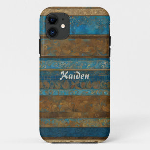 Capa Para iPhone 11 Bronze Azul e Douradas Gamas Personalizadas