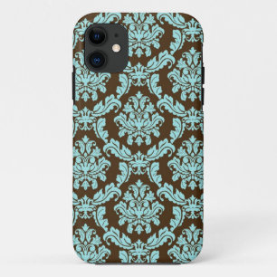 Capa Para iPhone 11 Brown e damasco azul