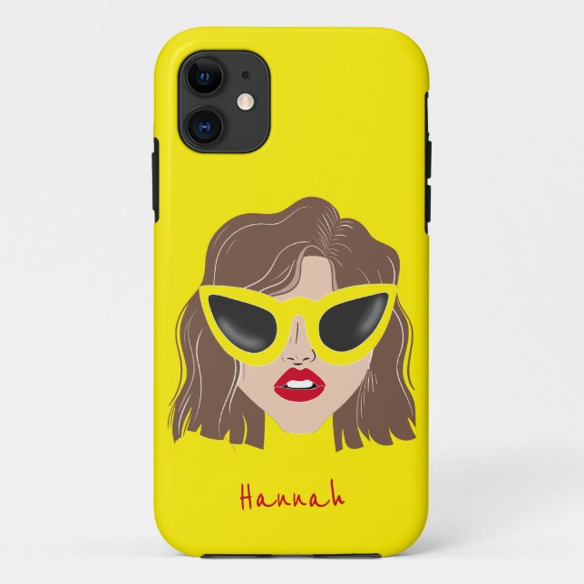 Capa Para iPhone 11 Brunette legal com nome personalizado amarelo dos  (Verso)