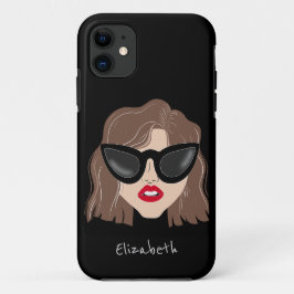 Capa Para iPhone 11 Brunette legal com nome personalizado preto de ócu