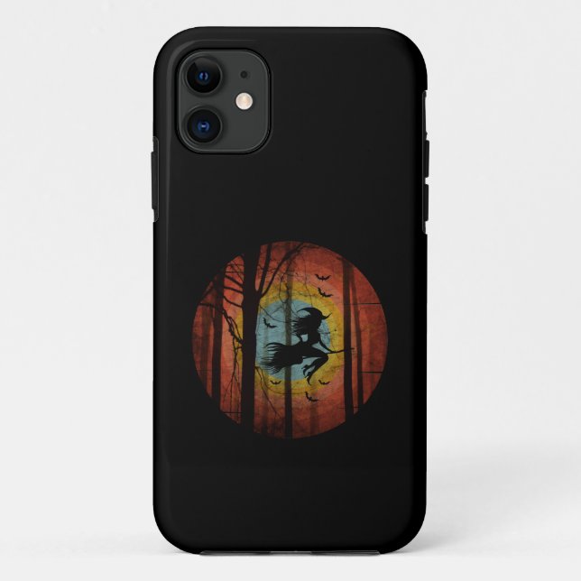 CAPA PARA iPhone 11 BRUXA DE VASSOURA NA FLORESTA (Verso)