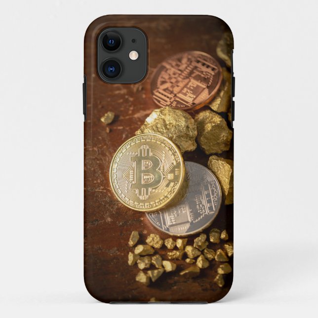 Capa Para iPhone 11 BTC Dourado Russo Cryptocurrency Blocchain (Verso)