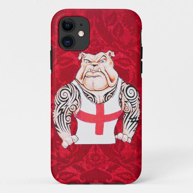 Capa Para iPhone 11 Buldogue inglês com tatuagens tribais (Verso)