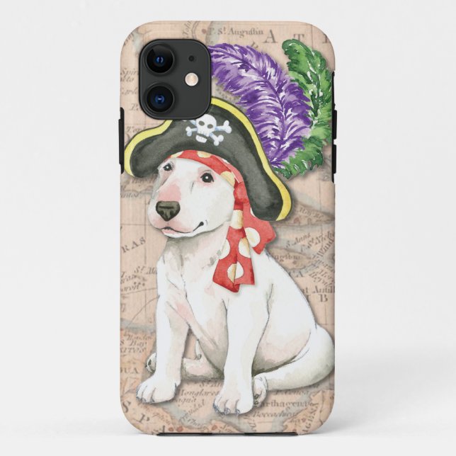Capa Para iPhone 11 Bull Terrier Pirate (Verso)