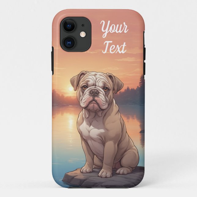 Capa Para iPhone 11 Bulldog à beira do lago (Verso)