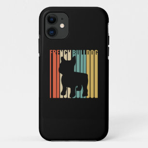 Capa Para iPhone 11 Bulldog francês Retro 1970 Cachorro Silhouette Fr