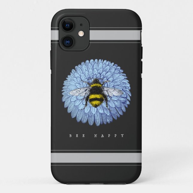 Capa Para iPhone 11 Bumblebee em preto azul-flor (Verso)