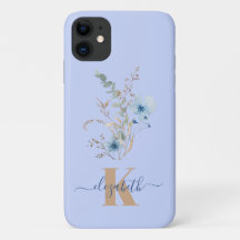 buquê de flores em aquarela azul empoeirado rústic
